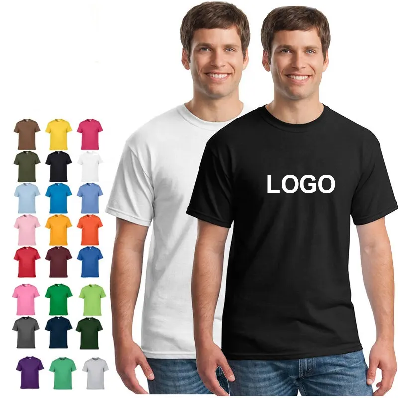 남성 도매 고품질 프로모션 선물 티셔츠 일반 60 코튼 40 폴리 에스터 빈 티셔츠 라운드 넥 맞춤 T 셔츠