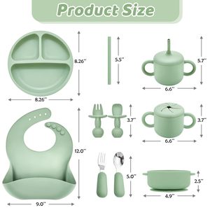 Set de Alimentación para Bebés con Diseño de Animales Navideños, de Silicona, Madera y PPSU, Ecológico, Libre de BPA, con Platos, Tazas, Tazones y Base de Succión - Product Image 4