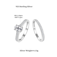 Bague de fiançailles en argent S925 avec moissanite ovale, coupe ovale, quatre griffes, pierres latérales pavées, bague de mariage pour femme