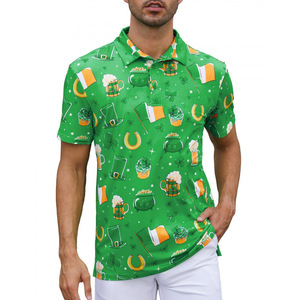 Men'<strong>s</strong> Festival Printed Knitted Golf <strong>Shirt</strong> Short Sleeve Breathable Patriotic <strong>St</strong>. <strong>Patrick's</strong> <strong>Day</strong> Green Beer Glass Design Casual - Product Image 4