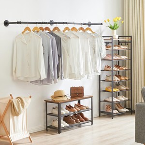 70 Inch Industrial Pipe <strong>Clothes</strong> Bar Rack <strong>Wall</strong> Mounted Garment Hanging Storage <strong>Rail</strong> for Bedroom Living Room Laundry Room - Product Image 2