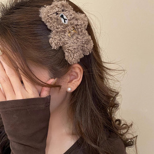 New Japanese style girly hair clip, <b>cute</b> plush cartoon rabbit hair clip, side <b>bear</b> hair clip, hair clip head accessory - Product Image 4