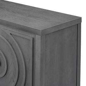 DB TREXM Midcentury Retro <b>Sideboard</b> Door Handle Gray <b>Metal</b> with Circular Groove Design for Entrance Dining & Living Room - Product Image 2