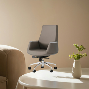 Chaise de bureau moderne à cadre en acier gris avec fonction pivotante en éponge intégrée Roues silencieuses Dossier tufté sans appui-tête - Product Image 6