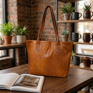 Handmade Genuine Leather Classic Tote shoulder <b>bag</b> for women - Product Image 6