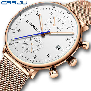 Reloj para hombre CRRJU, reloj de pulsera de acero inoxidable de marca superior de lujo para hombre, relojes de cuarzo con fecha resistentes al agua para hombre, reloj Masculino - Product Image 4