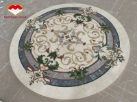 Onyx vert de luxe avec fleur de marbre beige jet d'eau médaillon marbre incrustation de sol mosaïque design pour hôtel et villa