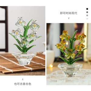 เครื่องประดับกล้วยไม้แก้วคริสตัลรูปทรงแปดเหลี่ยมหลากสีตกแต่งบ้านตกแต่งโต๊ะทำงาน - Product Image 4