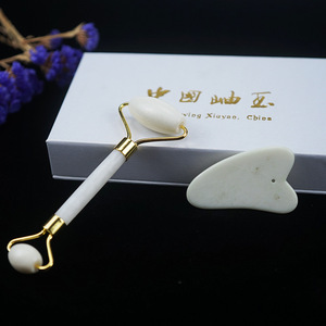 الطبيعية بلورات حجر اليشم شيو يان حجر الأسطوانة غوا شا مجموعة تجميل الوجه تدليك اليشم الأسطوانة مع مربع للوجه - Product Image 4