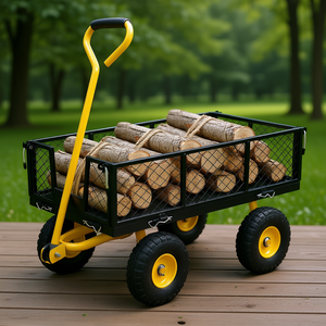 Carrello da Giardino in Acciaio Rinforzato con 10 Ruote, Maniglia Girevole e Pianale Piatto per Uso Esterno - Product Image 2