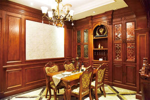 प्राचीन वाइन कैबिनेट QD-J12 आधुनिक यूरोपीय शैली हाथ से बनाया गया लाल ओक लाल अखरोट लकड़ी के डीलक्स भंडारण होटल और अपार्टमेंट के लिए लाल ओक - Product Image 6