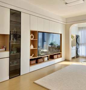 Mueble de TV Moderno con Paneles de Madera para Sala de Estar, Mueble de Almacenamiento Integrado Elegante para Comedor - Product Image 2