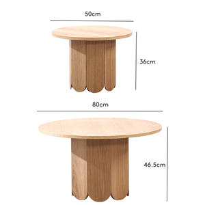 Mesa de centro pequeña de estilo nórdico, mesa auxiliar redonda de madera para sofá, sala de estar, mesa de té pequeña de color natural - Product Image 5