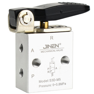 วาล์วควบคุมลมแบบกดปุ่ม 2 ตำแหน่ง 3 ทาง รุ่น S3D-M5 ยี่ห้อ Jinen ผลิตจากอลูมิเนียมอัลลอย - Product Image 5