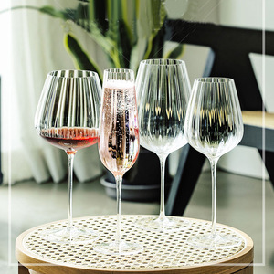 <strong>Wholesale</strong> Clear Ribbed Goblet Glass for Wine <strong>Champagne</strong> <strong>Flute</strong> Water - Product Image 5