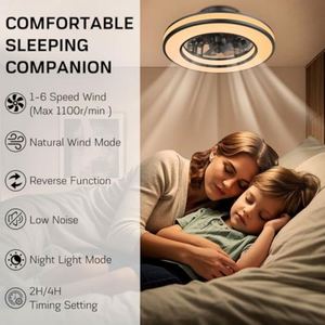 New 16.5 Inch DC Motor 6-Speed LED Smart <b>Ceiling</b> Fans with Rotation Readable LED Lamps <b>Remote</b> <b>Control</b> RGB <b>Light</b> for Living Room - Product Image 5
