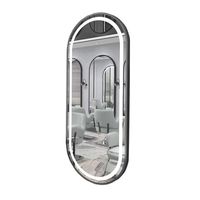 Perlengkapan Salon Modern Terlaris, Cermin Khusus Barbershop dengan Lampu LED, Cermin Dinding Aluminium untuk Tata Rambut
