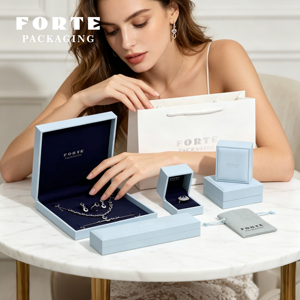 FORTE Silk Inside Wholesale High End Gold Luxury Custom logo <strong>Leather</strong> <strong>Jewellery</strong> <strong>Boxes</strong> Packaging Necklace Earring Jewelry Box - Product Image 1