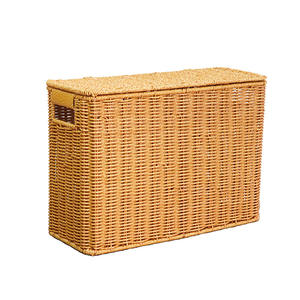 Boîte de rangement étroite et haute à couvercle, aspect rotin, organisateur d'espace pour magazines, coin de canapé, rangement latéral - Product Image 5