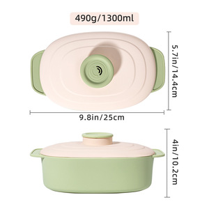 Explosion Kitchen Microwave Oven Special Steamer Rice Cooker Heating <strong>Fish</strong> Roast Chicken Plate with <strong>Pot</strong> Cover Lid - Product Image 4