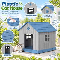Nichoir pour chien d'extérieur imperméable en plastique avec fenêtre de ventilation, résistant aux UV, facile à assembler
