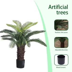 Sago Palm Care Plantas künstliche Palme Kunststoff Faux Bonsai Baum mit Topf Simulation Plantas