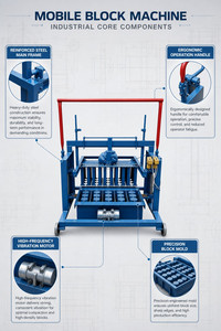 Piccola Macchina Automatica Mobile 4-45 per la Produzione di Blocchi in Calcestruzzo, in Grado di Produrre Mattoni Cavi e Solidi - Product Image 2