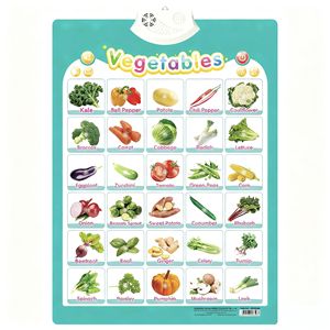 Gráfico del alfabeto fónico en inglés superventas, gráficos de reconocimiento de frutas y verduras, libro de Audio de plástico educativo para niños con sonido - Product Image 5