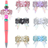 Nouvelles perles fantaisie en acrylique avec nœud papillon coloré et strass pour la fabrication de stylos, porte-clés, bijoux, bracelets et breloques DIY