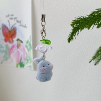 Porte-clés en peluche mignon motif lapin, fleur et parapluie, style Ins, avec impression Yiwu, pour téléphone portable et breloque de sac