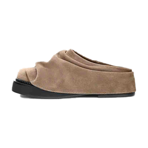 Sandalias de mujer con punta cuadrada, pantuflas con superposición plisada, zapatos planos de suela gruesa para oficina - Product Image 3