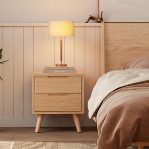 <span class=keywords><strong>Mesa</strong></span> de Noche con Gabinete de Almacenamiento en Color Nogal Marrón, Diseño Moderno y Simple para Espacios Pequeños - Product Image 2
