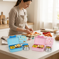 Boîte à lunch tendance 2026 pour enfants, produits alimentaires de luxe, plus de 3 compartiments, couvercle en plastique, gadgets intelligents chauffables