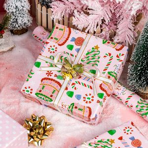 MAYPLUSS Christmas Wrapping Paper 17 In X 33 Ft Reversible <b>Pink</b> Candy Cane Cake Design Gift <b>Wrap</b> For Holiday Crafting - Product Image 5
