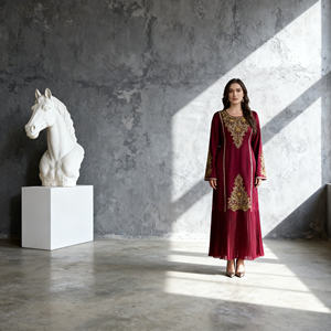 Robe Abaya en Polyester Brodé de Haute Qualité pour Femmes Musulmanes – Vente en Gros, Fabricant Personnalisé, Tissu Premium - Product Image 1