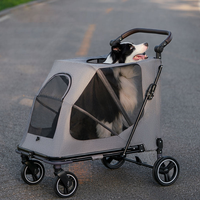 Poussette pour animaux de compagnie de grande taille, poussette robuste pour chien, poussette pliable avec filet respirant pour chiens de taille moyenne à grande