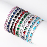 Collier tennis en laiton plaqué or véritable de haute qualité avec zircon et cristaux multicolores, élégant pour mariage et soirée, vente en gros