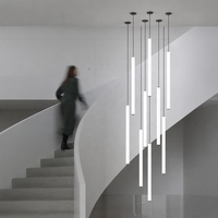 Luminaire suspendu moderne minimaliste en tube acrylique blanc long, lampe LED verticale pour escalier, salon, salle à manger