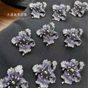 Broche de Moda para Mujer, Flor de Pecho Haoshi, Joyería de Mar, Iris Púrpura Fantasía Brillante de 9-10 mm, Tahití, Venta al por Mayor - Product Image 3