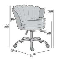 Fauteuil pivotant moderne en forme de fleur avec dossier, roulettes réglables, en tissu et métal, pour salon, chambre, bureau à domicile, utilisation informatique