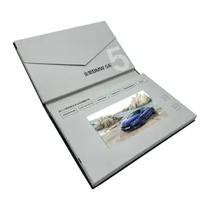 Бумажный материал, рекламный высококачественный автомобильный бизнес-подарок, ЖК-видео, поздравительная открытка, видео-брошюра с карманом