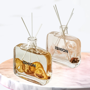 Thiết kế mới rỗng rõ ràng phẳng vuông 100ml 200ml 350ml thủy tinh hương liệu chai với cắm - Product Image 1