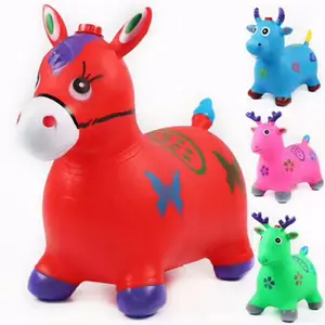 Giocattolo di equitazione per bambini giocattolo realistico cavalli che saltano cavallo gonfiabile animale cavallo all'ingrosso in Pvc plastica Logo personalizzato accettato