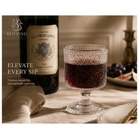 Gobelet en verre transparent de style européen, fabriqué directement à Xuzhou |   Verre à vin rouge esthétique à pied côtelé |   Écologique