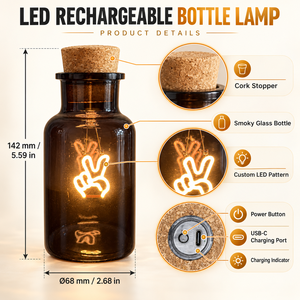 ราคาโรงงาน โคมไฟขวด LED แบบชาร์จ<span class=keywords><strong>ไฟ</strong></span>ได้ พร้อมพอร์ต USB-C ฝาจุกก๊อกแก้ว <span class=keywords><strong>ไฟ</strong></span>ตั้งโต๊ะ ลายตกแต่งส่วนตัว ของขวัญสำหรับบ้าน คาเฟ่ บาร์ - Product Image 6