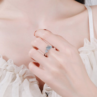 S925 argent sterling Mosang diamant haut de gamme style européen et américain fleur épanouie D-couleur Mosang pierre anneau pour mariage
