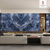 Dalle de comptoir en pierre frittée DIVINE bleu mat texturé 3200x1600mm pour mur de salon et piscine extérieure