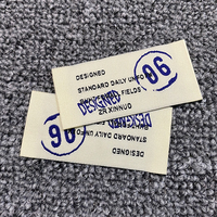 Étiquettes tissées personnalisées, étiquettes d'entretien pliées à bord, étiquettes de soin lavées, étiquettes en satin avec logo privé pressé à chaud, étiquettes pour vêtements, étiquettes à coudre