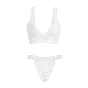 性感内衣女性加厚杯精致蕾丝文胸内裤白色内衣套装GR19018 - Product Image 6