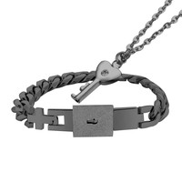 Valentineday Ketting Roestvrij Staal Sleutelhanger Ketting En Vierkant Slot Armband Sieraden Set Voor Koppels Valentijn